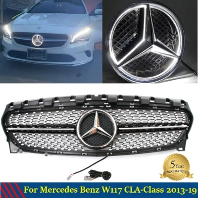 Front Grille W/LED Star For Mercedes Benz CLA-Class W117 CLA250 2013-2019 Grill - Image 1 of 4