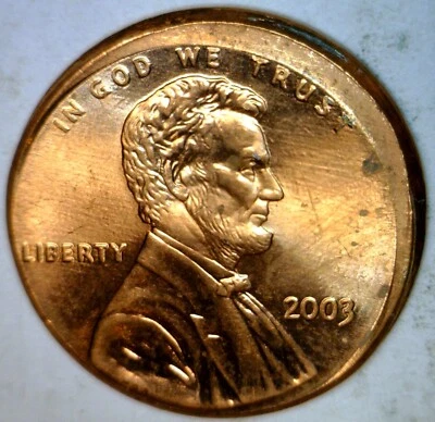 2003 ERROR OFF CENTER Lincoln Cent Nice Unc. / BU Coin RARE DATE  NR  FREE SHIP - Image 1 of 2