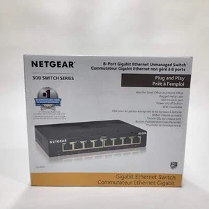 New Netgear 8 PORT GIGABIT ETHERNET UNMANAGED SWITCH GS308-300PAS Unclaimed - Picture 1 of 10