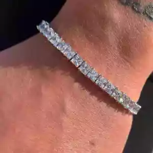 11.00 CT Princess Cut Men's Tennis Bracelet IGI Lab Grown Diamond 950 Platinum - Picture 1 of 12