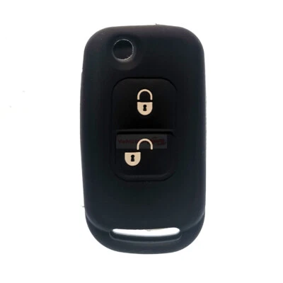 Fit Mercedes Benz SLK SL 2 Button Flip Remote Key Fob Silicone Case Cover Black - Image 1 of 4