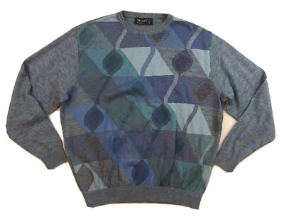 Vtg St Croix Shop Mens Medium Blue Cosby Abstract Pullover Crew Neck Sweater EUC - Image 1 of 4