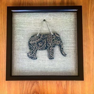 GIFT SHADOW BOX FRAME New unique handmade African style 3D elephant Black wood - Picture 1 of 1