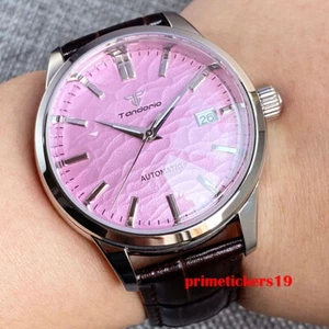 Reloj automático para hombre Tandorio NH35 doble cúpula esfera rosa zafiro 20 atm luminoso - Imagen 1 de 11