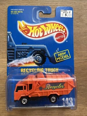 Camión de reciclaje Hot Wheels Blue Card Collector # 143 naranja Foto 1 de 4