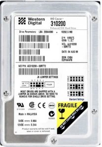 Hard Drive WD Caviar 310200 AC310200-00RTT2 10GB 5400U/Min Ata 512KB 3.5'' Inch - Picture 1 of 3