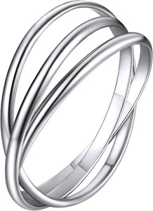 Supcare Anelli Tripla Fidget per Donna, Acciaio Inox/Argento Sterling L 1/2 - Foto 1 di 6