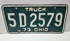 1973 Vintage TRUCK Original Ohio License Plate 5D2579