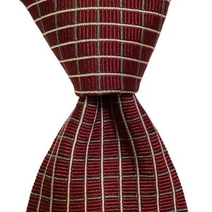 DUCHAMP Men's 100% Silk XL Necktie ENGLAND Luxury Geometric Burgundy/Gray EUC - Picture 1 of 3