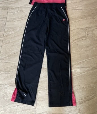 NIKE Pantalones de Entrenamiento MUJER S NEGRO ROSA PIERNA ANCHA YOGA EJERCICIO Entrenamiento Foto 1 de 4