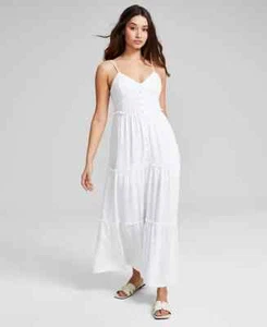 And Now This Women's Linen-Blend Button-Front Maxi Dress White SZ M Defect - Bild 1 von 5