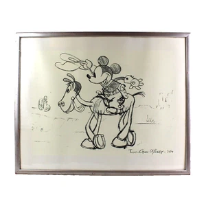 Silkscreens Disney Drawings 'Two-Gun Mickey' 1934 Framed Poster IKEA 53 x 42cm - Picture 1 of 11