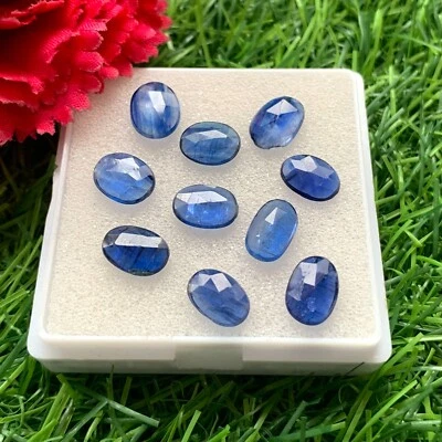 Natural Blue kyanite Rose cut Cabochon 9mm-11mm Loose gemstone for jewelry - Image 1 of 4