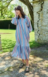 by IRIS Dress 10 Cotton Josephine Striped Button Tiered Midi Style BNWOT - Picture 1 of 22