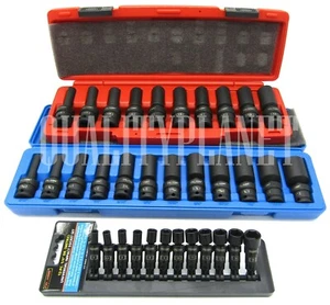 34pc 1/2" 3/8" & 1/4" Drive Universal Swivel Deep Impact Socket Set MM/SAE SET - Picture 1 of 1