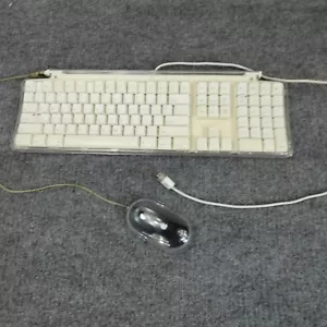 Apple Keyboard USB Wired M7803 Pro White Clear Tested Working Clean W/ Pro Mouse - Picture 1 of 15