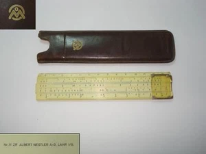 VINTAGE ALBERT NESTLER LOGARITHMIC POCKET SLIDE RULE w/ORIGINAL CASE - Picture 1 of 7