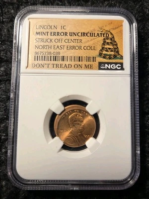 2001 Lincoln Memorial Cent Struck 10% Off Center NGC North East Collection Cent  - Image 1 of 4