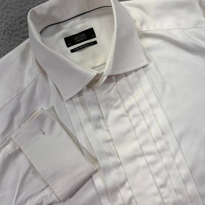 Camisa Esmoquin ETON Ajuste Contemporáneo Plisada Frontal Puños Franceses Blanca 44 17.5 Foto 1 de 4