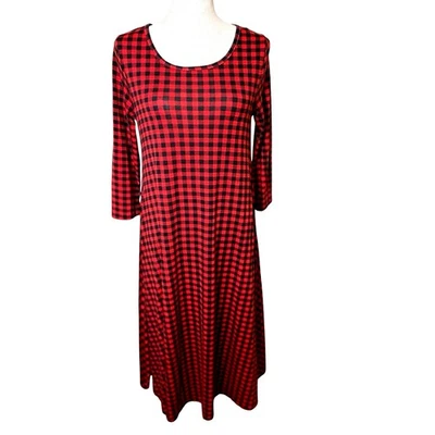 Camiseta a Cuadros Vestido Midi Rojo Bolsillos Talla 10 Casa Informal Profesor Navidad Foto 1 de 4