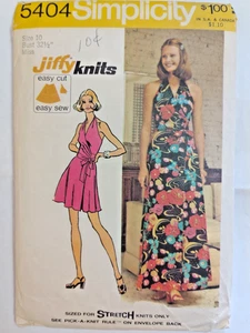 Dress Wrap Halter Top 10 Simplicity 5404 Sewing Pattern VTG Jiffy Knit Easy Cut - Picture 1 of 8