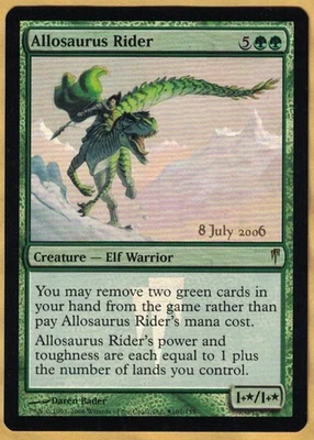 Prerelease Foil  -   Allosaurus Rider  (Coldsnap,  2006)  Promotional  Promo - Image 1 of 2