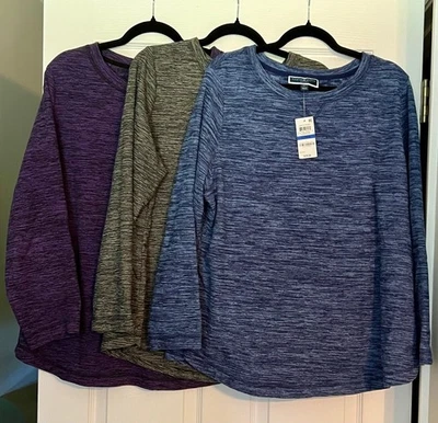 Lote 3 ~ Sudadera Karen Scott Sport XL ~ Pullover polar azul marino negro púrpura  Foto 1 de 3