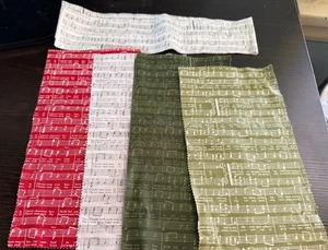 4 Fat Quarter Shop Fabric Berry + Pine Jolly Bar and Jelly Roll Musical Notes - Picture 1 of 5