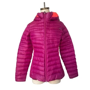 Spyder Puffer Jacket Medium Down Zip Up Hooded Pink Ski snow outdoor  - Picture 1 of 12