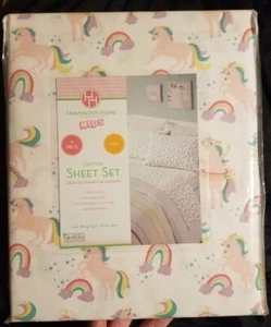 Unicorns-Huntington Home Kids-100% Cotton Woven Fabric 4-Pcs. Sheet Set-Full-NEW - Picture 1 of 6