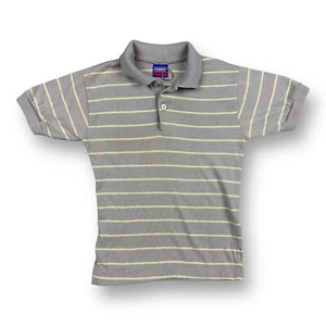 Vtg 60s 70s Striped Brown Polo Short Sleeve Donmoor Boys Sz Small Knit - Picture 1 of 7