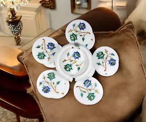 Juego de posavasos de mármol de 4" multi piedra para inauguración de casa cocina mesa de comedor hotel - Imagen 1 de 6