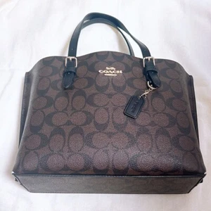 COACH C4250 Molly 25 Signature PVC Leather Tote Shoulder Bag Brown - Picture 1 of 6