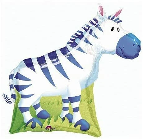 30-дюймовый фольгированный воздушный шар зебра на все тело суперформа --- воздушный шар для вечеринок с животными в джунглях - Изображение 1 из 1