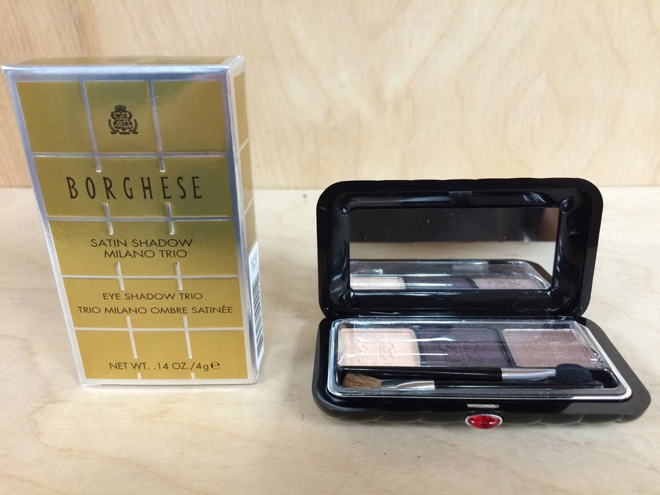 BORGHESE SATIN MILANO EYE SHADOW TRIO - "Romantico Brown" -