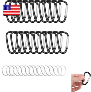 30 Stück Aluminium Karabiner, D Ring Schlüsselanhänger klein Karabiner Clip, Camping, Hangi - Bild 1 von 9