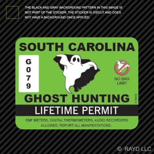 South Carolina Ghost Hunting Permit Sticker Self Adhesive Decal Paranormal SC - Bild 1 von 1