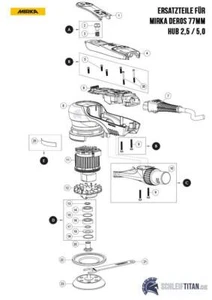 Ersatzteile für Mirka Deros Elektro-Exzenterschleifer 77mm - Bild 1 von 13