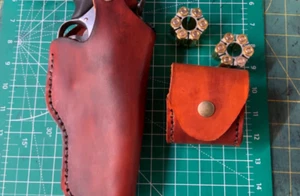 R/H Leather Cross Draw Thumb Release S&W 610/629 6.5 N frame Holster 2 pouches - Picture 1 of 6