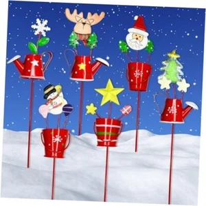 6PC Metal Christmas Garden Decoration Stakes for Plant Pot Yard 6PC-Christmas - Picture 1 of 7