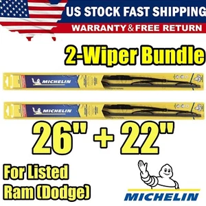 For listed Ram (Dodge): 13-26-22 High Performance: Michelin 2-Wiper Blade Set - Picture 1 of 11