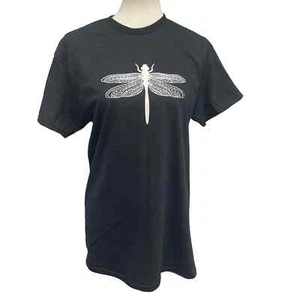 Hand Printed Unisex 2XL Dragonfly 100% Cotton Crew Neck Short Sleeve Tee - Picture 1 of 5