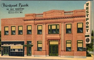 POSTAL PUBLICITARIA DE LINO KANSAS CITY, MISSOURI - WESTPORT BANK - VINTAGE - Imagen 1 de 2