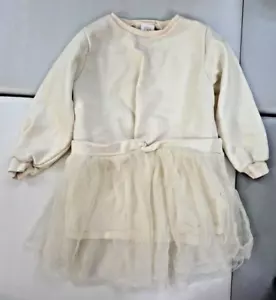 Zara Toddler Girls Combination Tulle Sweatshirt Dress Ecru 6 Years - Picture 1 of 2