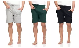 Men's Casual 100% Cotton Soft Knit Pajama Bottom Loungewear Shorts With Pockets - Picture 1 of 10