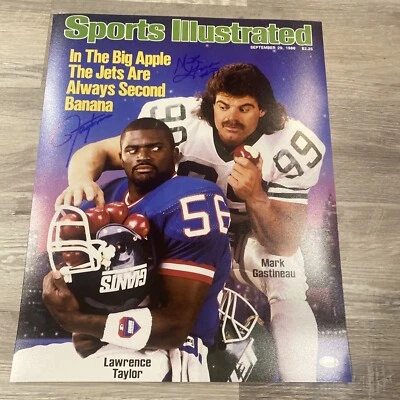 Lawrence Taylor & Mark Gastineau signed 16x20 Sports Illustrated cover JSA - Image 1 of 3