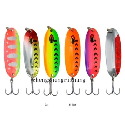 5pcs Fishing Lure Metal Crankbait Spoon Spinner baits With Treble Hooks 5.7cm/7g - Image 1 of 4