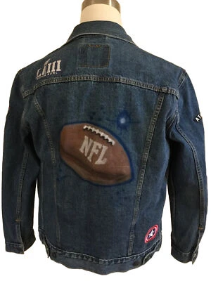 Levi’s Jean Denim Football Inspired Atlanta Super Bowl Jacket Coat Men Large L - Image 1 of 4