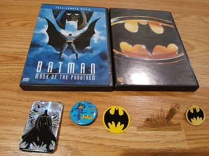BATMAN Collector Pins & 2 DVDs. "BATMAN" & "BATMAN MASK OF THE PHANTASM" - Picture 1 of 8