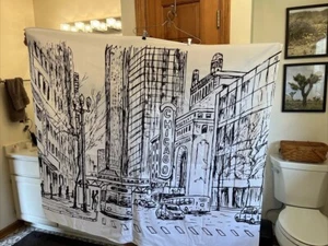 Chicago Downtown wall tapestry white and black City Skyscraper Wall Art Dorm - Picture 1 of 4